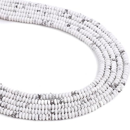 BEADIA Natural White Howlite Spacer Beads Caps Rondelle Disk Loose Beads for Beading Jewelry Making 4mmx2mm 38cm - color: White Howlite, size: Rondelle Disk 4mm x 2mm