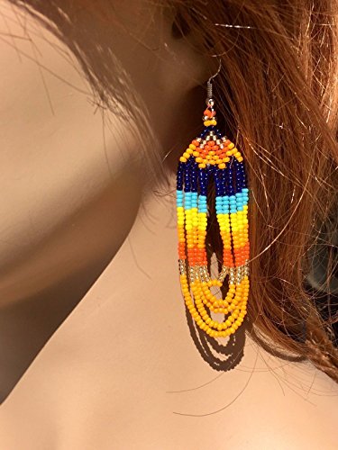 Handmade Beaded Indian Necklace,Inspired by Native American Style Long Necklace Earrings Set,One of a Kind beaded Necklace for Women,Perfect for Occasions, Gifts - color: Multicolor Turtle