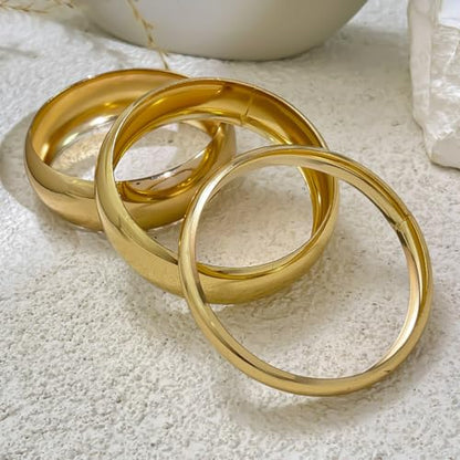 Chunky Gold Bangle Bracelets for Women Stack Wide Wrist Bracelets Gold Stackable Bracelets Jewelry - style: gold 3