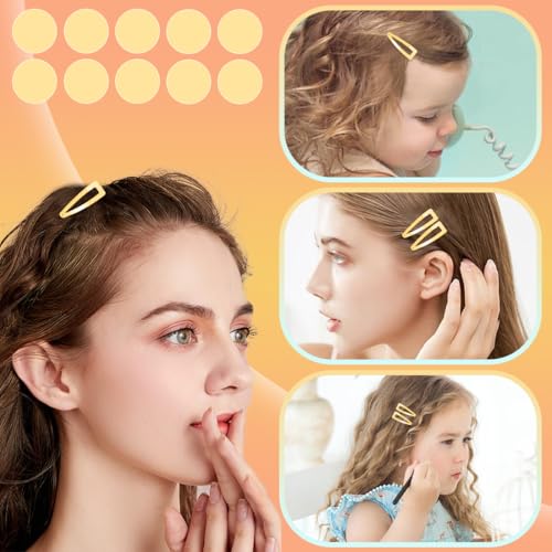 20 Pcs Snap Hair Clips for Women Snap Hair Barrettes Double Grip Hair Clips 3 Prong Clips for Hair Barrettes for Women Girls (GOLD) - color: GOLD