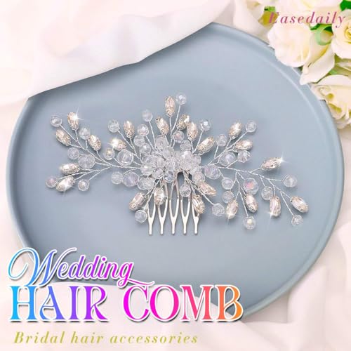 Crystal Bride Wedding Hair Comb Silver Rhinestone Bridal Hair Pieces Clip Hair Accessories for Women and Girls (A-silver) | Silver Bride Hair Clip Crystal Bridal Hair Piece Accessories - color: A-silver
