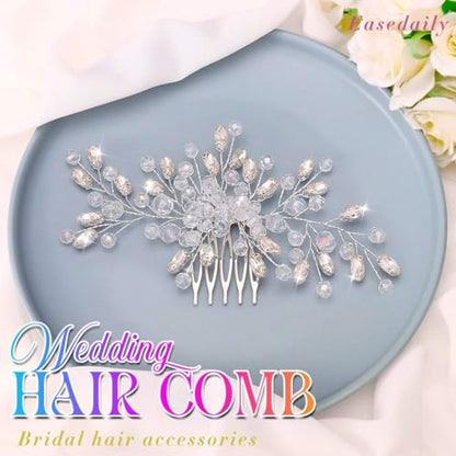 Crystal Bride Wedding Hair Comb Silver Rhinestone Bridal Hair Pieces Clip Hair Accessories for Women and Girls (A-silver) | Silver Bride Hair Clip Crystal Bridal Hair Piece Accessories - color: A-silver