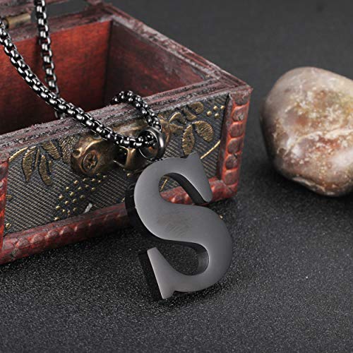 Initial 26 Letter A to Z Pendant Necklace for Teen Women Men 24" Chain | Large Alphabet Letter Personalized Charm Pendant,Engraving Red 'I CAN DO ...' on Back - style: S