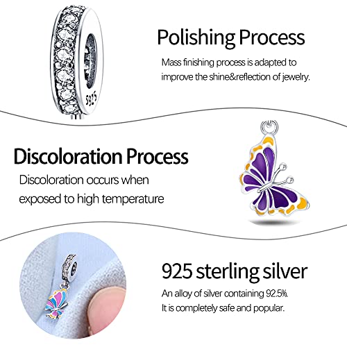 Pandach Animal Charm Bead fits Charms Bracelets for Woman-925 Sterling Silver Dangle Pendant Bead,Jewelry Beads Gifts for Women Bracelet&Necklace - style: Heat change color Butterfly Charm