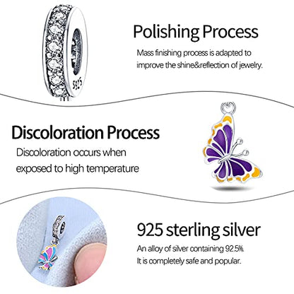 Pandach Animal Charm Bead fits Charms Bracelets for Woman-925 Sterling Silver Dangle Pendant Bead,Jewelry Beads Gifts for Women Bracelet&Necklace - style: Heat change color Butterfly Charm