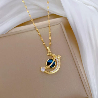 Women'S Pendant Necklace, Star And Moon Element Necklace, A Fashionable Accessory Suitable For Everyday Wear - color: Gold