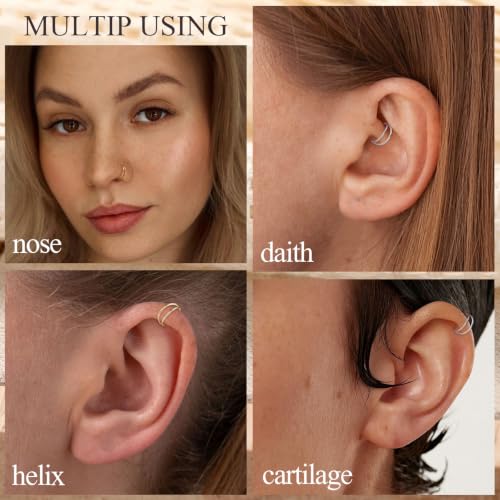 Double Nose Ring Hoop Conch Piercing Jewelry Helix Cartilage Earring | 316L Surgical Steel Clicker Ring,Septum Jewelry,Hinged Nose Ring,Used in Conch,Helix,Cartilage,Daith,Rook,Tragus Piercings