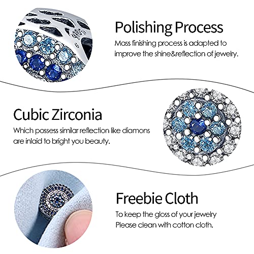 Pandach 925 Sterling Silver Charms Beads for Bracelets and Necklaces Butterfly and Headphones Pendants Clover Charms Jewelry Gift for Women - style: Classic Blue Eye