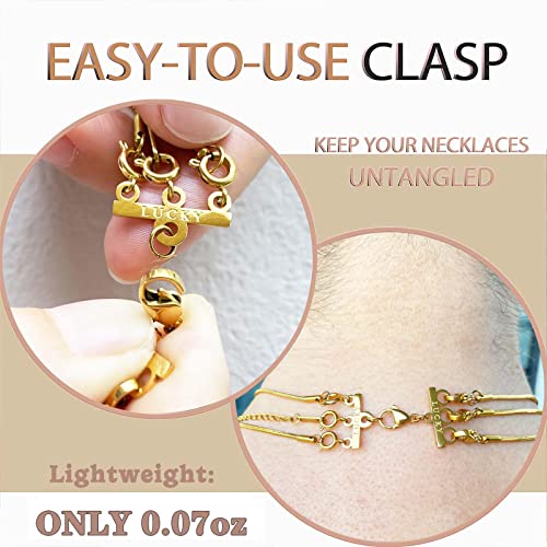 Dailyacc Lucky Necklace Layering Clasp 18K Gold and Silver Multi Strand Clasps for Stackable Necklaces - color: 1Pcs Silver Triple Claps