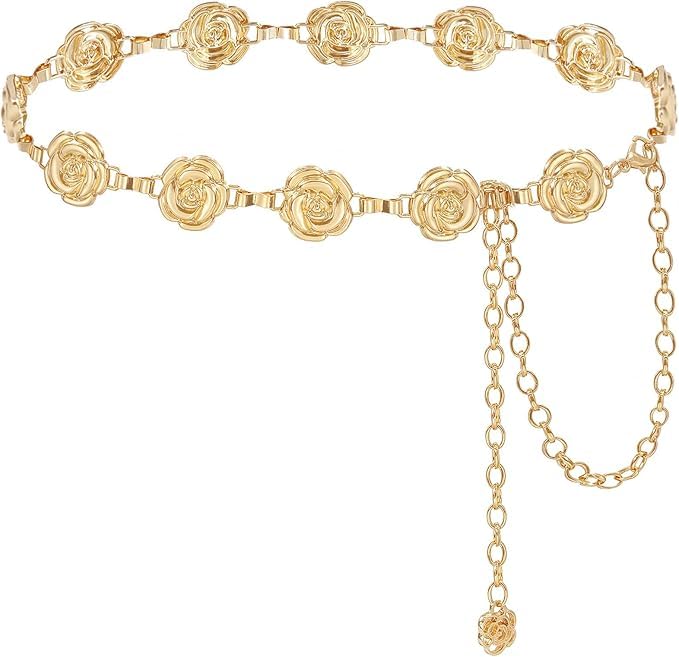 Mealah Waist Chains Gold Belts for Women - Adjustable Body Link Belts Ladies Fashion Chain for Jeans Dress