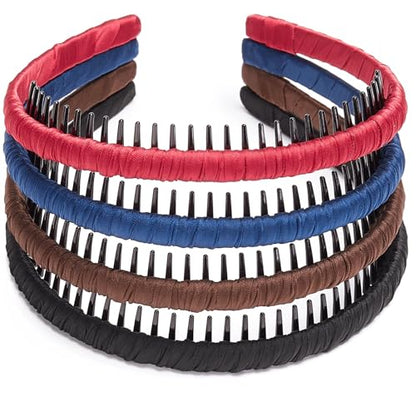 STHUAHE4PC Multicolor Protection Resin Teeth Comb Hair Hoop Hairband Headband Hair Accessories for female by Beauty hair (black+brown+blue+red) - color: black+brown+blue+red