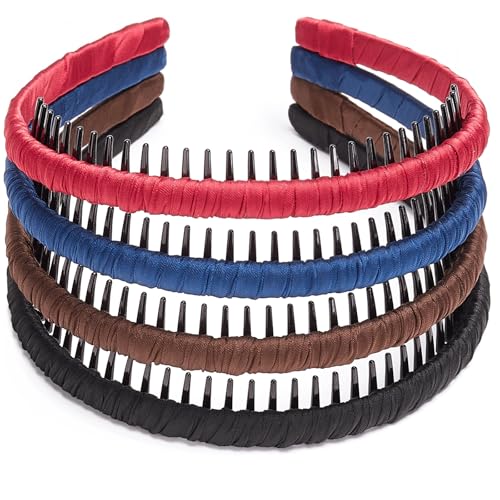 STHUAHE4PC Multicolor Protection Resin Teeth Comb Hair Hoop Hairband Headband Hair Accessories for female by Beauty hair (black+brown+blue+red) - color: black+brown+blue+red