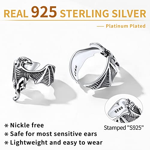 ChicSilver 925 Sterling Silver Ear Cuffs Non-Piercing Cartilage Earrings: Various Styles, Conch Cuffs (with Gift Box) - style: I: Dinosaur Cuff