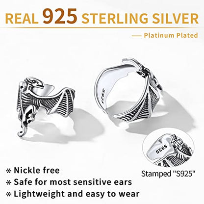 ChicSilver 925 Sterling Silver Ear Cuffs Non-Piercing Cartilage Earrings: Various Styles, Conch Cuffs (with Gift Box) - style: I: Dinosaur Cuff