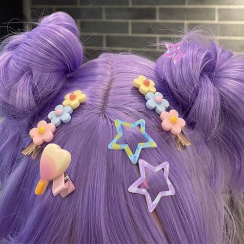 Star Hair Clips Snap Hair Barrettes Non Slip Star Hair Accessories diamond pattern Metal Hair Clips for Girls Women -15 PCS 1.18" - color: 15 P -1.18"-Diamond pattern