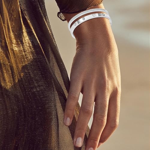 Camhanno Gold Bangles for Women - Stainless Steel Love & Friendship Bracelet Set with Gift Box | Daily Wear & Party Jewelry - color: silver