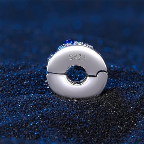 Heart Charm Clip Lock Spacer Stopper Charm Bead Bracelet 925 Sterling Silver Charms Safety Chain for Pandora Bracelets - color: Star Stoppered Beads
