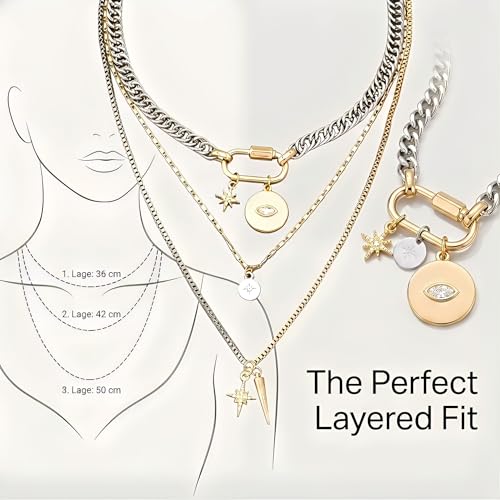 3 Pcs Layered Necklaces for Women, Stackable Statement Jewelry | Trendy stackable jewelry set! 3 separate lightweight chains. Perfect statement gift for women to elevate any daily outfits. - color: Mixed Metal (Silver & Gold)