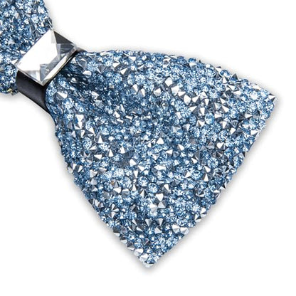 DiBanGu Mens Rhinestone Bow Tie with Ring and Lapel Pin Set | Adjustable Strap,Pre-tied Style,3PCS,Sequin Diamond Bowties，Solid/Mix Color,Shiny Accessory,for Party Prom Banquet Wedding - color: Dusty Blue