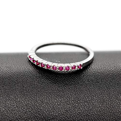 Uloveido Platinum Plated CZ Simulated Diamond Stack Eternity Band Ring J029 - color: Red