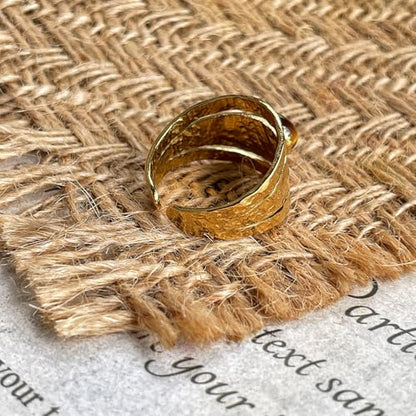 Western Captivating Tiger's Eye Stone Ring,Solitaire 8 * 10mm Oval Cut Gemstone 18K Gold Plated Stack 13mm Wide Ribbed Texture Band Statement Ring for Women - style: Tiger's Eye S