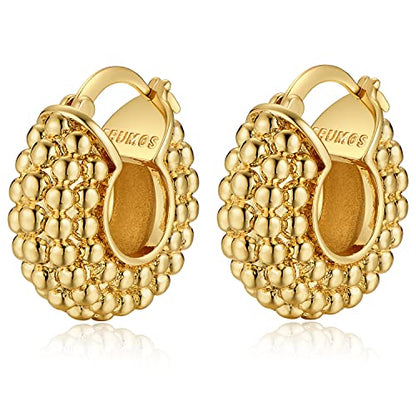 FRUMOS 18K Gold Plated Chunky Hoop Earrings for Women Fashion Thick Gold Hoops Set Jewelry for Birthday Christmas Gifts - color: Gold Mulberry Shape Hoop