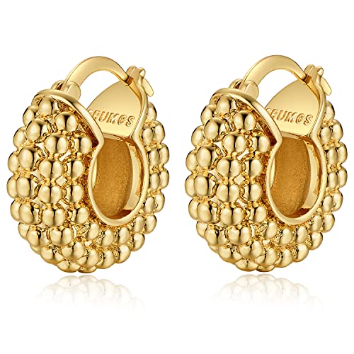 FRUMOS 18K Gold Plated Chunky Hoop Earrings for Women Fashion Thick Gold Hoops Set Jewelry for Birthday Christmas Gifts - color: Gold Mulberry Shape Hoop