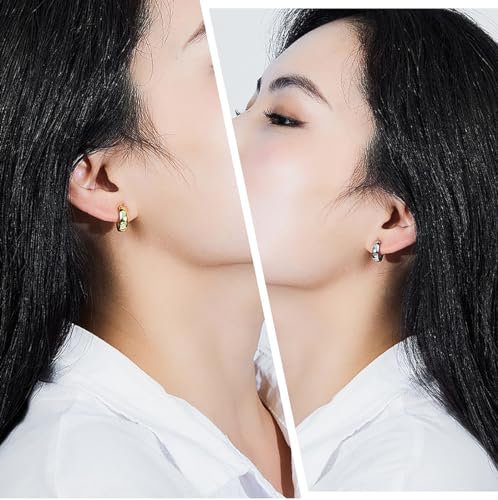 SIISPRI Stainless Steel Mens Womens Clip On Earrings Hoop Huggie Non-Piercing - color: 3-Color Set (Black, Gold, Silver)