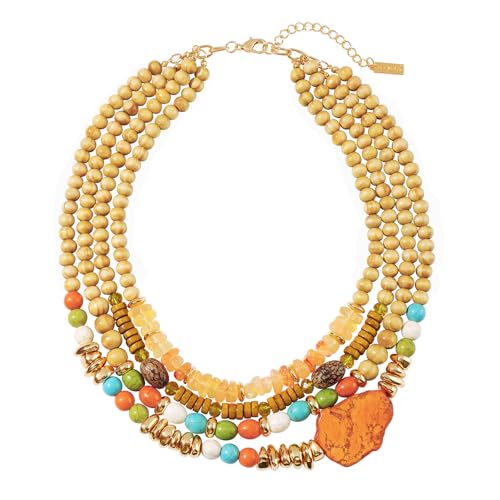 Turquoise Jewelry for Women Chunky Beaded Necklaces Boho Statement Necklace Layered Turquoise Necklaces for Women Fashion Gift - color: Orange
