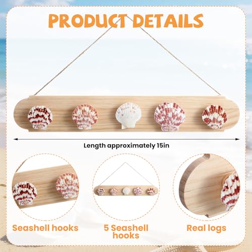 Novabright 16 Inch Bikini Hanger for Wall Seashell Bikini Rack Wall Mounted Swimsuit Organizer with Seashell Accents Coastal Swimwear Storage Rack for Beach Bathrooms Closets Vacation Homes - style: Minimalist Coastal