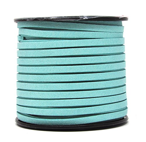 Mandala Crafts 5mm Dusty Blue Faux Suede Vegan Leather, Jewelry Making | 50 Yards Durable Flat Leather Strings, Laces & Strips for Bracelets, Necklaces, Braiding, Dream Catchers Supplies & Chokers - color: Dusty Blue, size: 5mm 50 Yards
