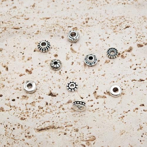 INSPIRELLE 450 Pieces Antique Silver Spacer Beads 6mm Metal Alloy Heishi Flat Rondelle Loose Beads for Bracelet Necklace Earring Jewelry Making - color: 450x Heishi Rondelle 6mm