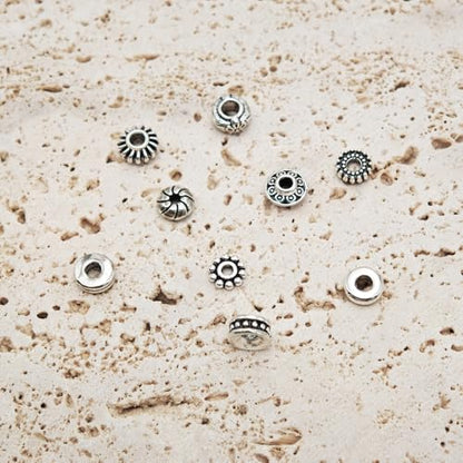 INSPIRELLE 450 Pieces Antique Silver Spacer Beads 6mm Metal Alloy Heishi Flat Rondelle Loose Beads for Bracelet Necklace Earring Jewelry Making - color: 450x Heishi Rondelle 6mm
