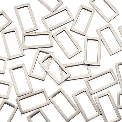 30Pcs Rectangle Linking Charms Hollow Frame Charms Stainless Steel Linking Rings Hollow Metal Pendant Frames Connectors for Earrings Bracelet Necklace Jewelry Making - color: Antique Silver