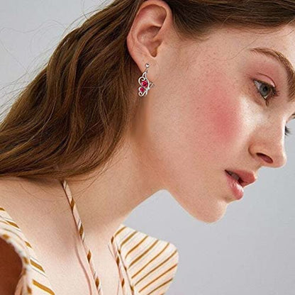Butterfly Heart Necklace Birthstone Pendant Necklace Earrings Bracelet Women 925 Sterling Silver Animal Butterflies Birthstone Pendant Crystal Birthday Jewelry Wedding Gift - color: G.July-earrings