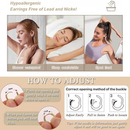 Gold Earrings for Women, Dainty CZ Huggie Hoop & Stud Earrings Set Jewelry | Gold Stack Lightweight Hypoallergenic Comfort, Perfect for Everyday Wear, Weddings, and Special Occasions.Jewelry Gift