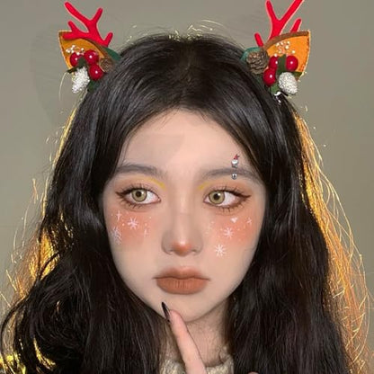 ZS 6Pcs Christmas Rook Piercing Jewelry, 16G Stainless Steel Eyebrow Piercing Jewelry, Santa Claus Elk Bell Eyebrow Rings, Curved Barbells Daith Rook Earrings for Women Men - size: L:6mm