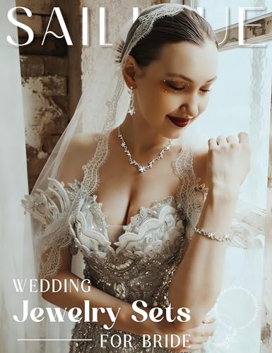 sailimue Wedding Jewelry Sets for Brides Bridesmaid Women Prom jewelry | Silver Plated Rhinestone Crystal Necklace Bracelet Earrings Wedding Bridal Bridesmaid Costume Accessories - color: Silver C