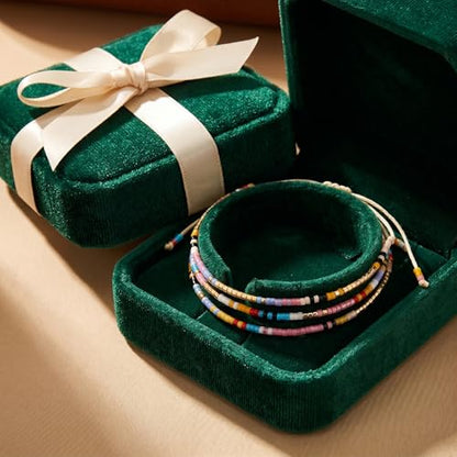 Seed Beaded String Rope Adjustable Bracelets Set for Women Men, Small Colorful Boho Rice 3Pcs Stack Handmade Thin Jewelry, Daily Beach Vacation Friendship Gift - color: Pink Purple H