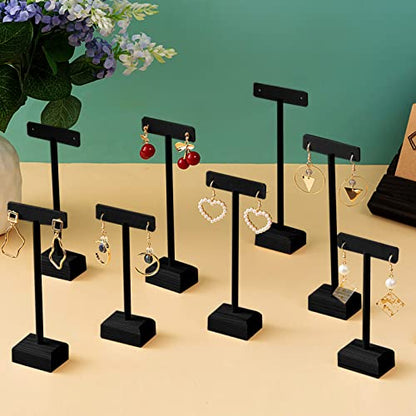 Marsui Earring Display Stands for Selling Set Wooden T Bar Jewelry Display Stand Holder for Necklaces Bracelet Showroom Trade - color: Black