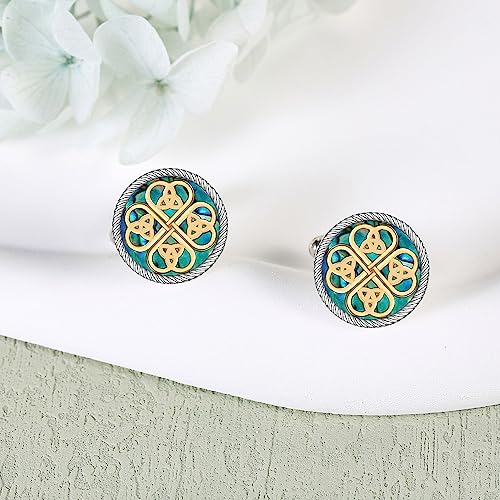 Cufflinks for Men Sterling Silver Abalone Shell Tuxedo Shirt Cuff Links Jewelry for Men Father Business Groomsmen - style: clover