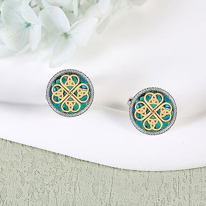 Cufflinks for Men Sterling Silver Abalone Shell Tuxedo Shirt Cuff Links Jewelry for Men Father Business Groomsmen - style: clover