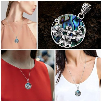 Shop LC 925 Sterling Silver Boho Abalone Shell Pendant | Teardrop Shape, Coastal, Beach Jewelry - color: Abalone # 06