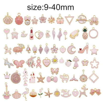 30pcs Mixed Enamel Charms Pendants for Jewelry Making Bulk lot Necklace Earrings Bracelet Craft Findings - color: Pink
