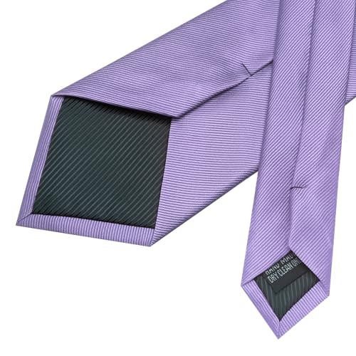 JEMYGINS Formal Necktie Solid Color Tie and Pocket Square with Tie Clip Lapel Pin Sets for Men 4PCS - color: Lavender