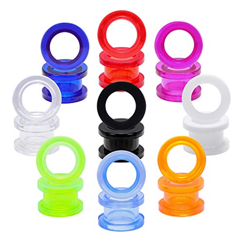 9 Pairs Clear UV Acrylic Screw Doble Flared Ear Plugs Tunnels Expander Ear Gauges Piercing - style: Gauge=2g(6mm)