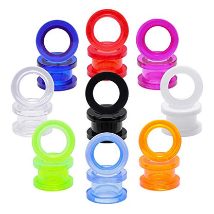 9 Pairs Clear UV Acrylic Screw Doble Flared Ear Plugs Tunnels Expander Ear Gauges Piercing - style: Gauge=4g(5mm)