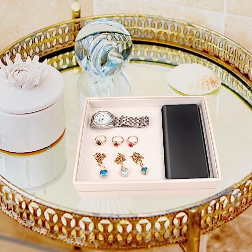 Leather Jewelry Organizer Trays Storage Drawer Display Case | Velvet Liner Stackable for Necklace,Rings and earring (Pearl4) - color: Pearl4