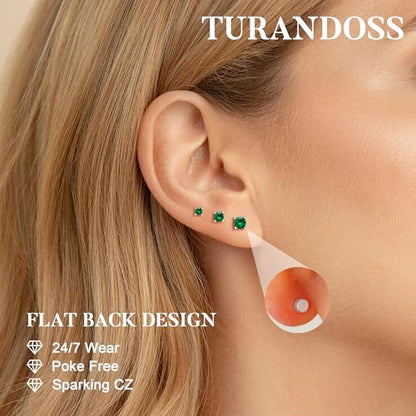 Small Birthstone Flat Back Stud Earrings for Women, 14K Real Gold Plated Hypoallergenic Earring Dainty CZ Cartilage Stud Earring Stack, Perfect Birthday Gifts for Women Her - color: Silver-11-November-Citrine Yellow