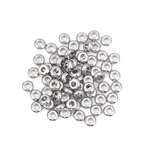 Stainless Steel Spacer Beads 6x3mm Rondelle Loose Charm Caps Beads for DIY Jewelry Making 100pcs with 2.5mm Hole - color: 6x3mm 2.5mm